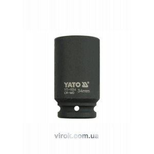 Головка торцева ударна 6-гранна YATO : подовжена, квадрат 3/4", М= 34 мм, L= 90 мм [6/24]