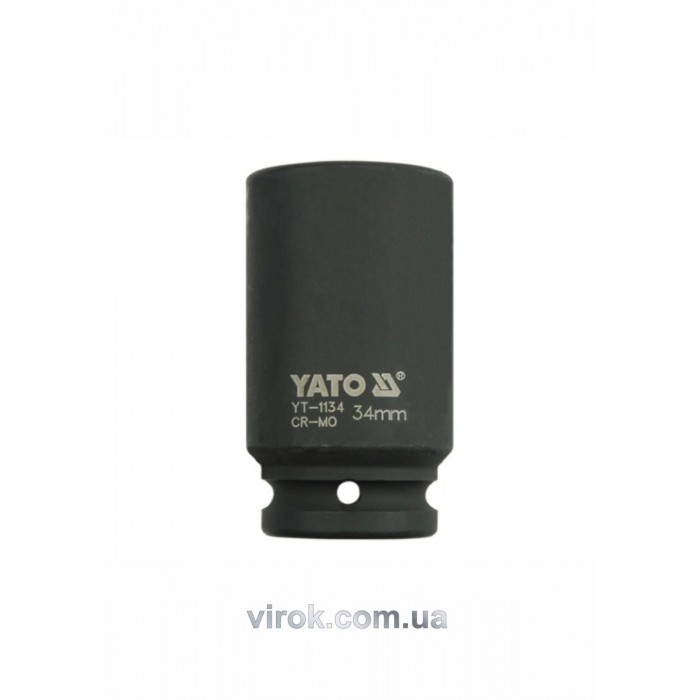 Головка торцева ударна 6-гранна YATO : подовжена, квадрат 3/4", М= 34 мм, L= 90 мм [6/24]