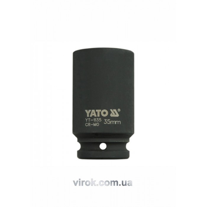 Головка торцева ударна 6-гранна YATO : подовжена, квадрат 3/4", М= 35 мм, L= 90 мм [6/24]