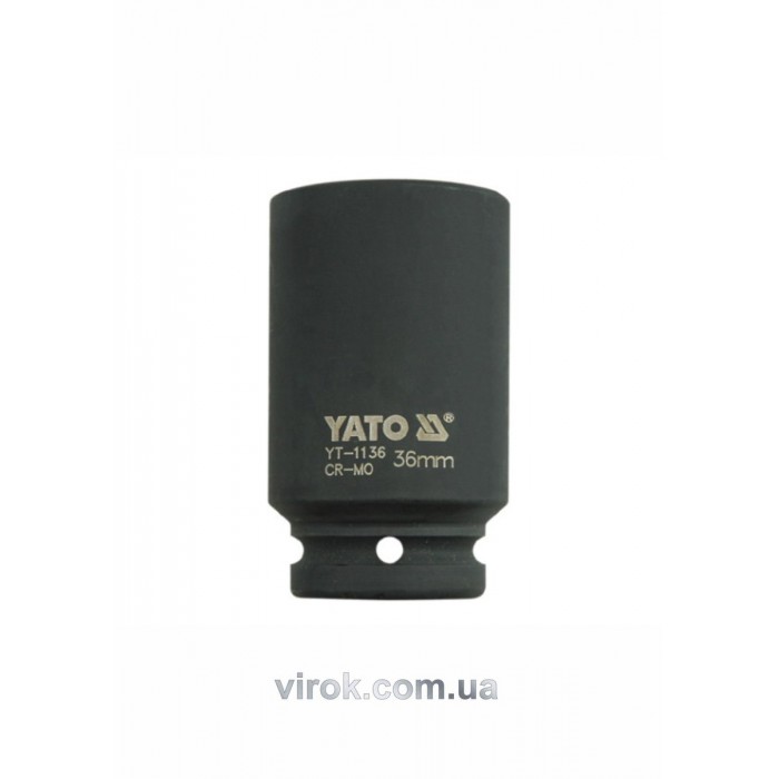 Головка торцева ударна 6-гранна YATO : подовжена, квадрат 3/4", М= 36 мм, L= 90 мм [6/24]