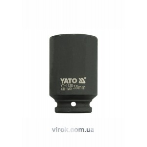 Головка торцева ударна 6-гранна YATO : подовжена, квадрат 3/4", М= 38 мм, L= 90 мм [6/24]