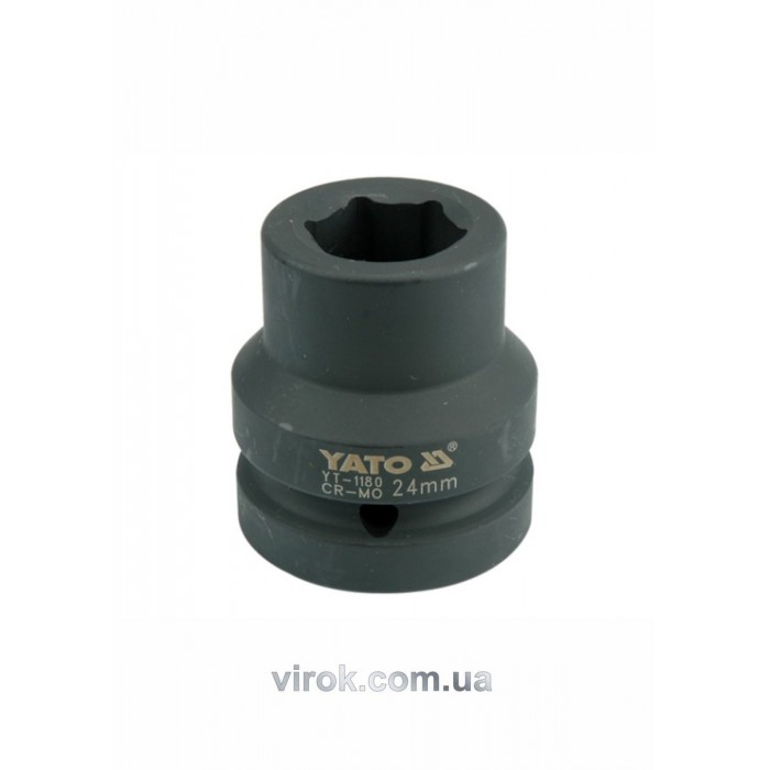 Головка торцева ударна 6-гранна YATO : квадрат 1", М= 24 мм, L= 59 мм [6/24]