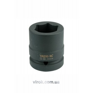 Головка торцева ударна 6-гранна YATO : квадрат 1", М= 32 мм, L= 61 мм [6/24]