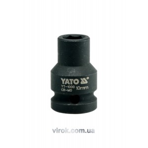 Головка торцева ударна 6-гранна YATO : квадрат 1/2", М= 10 мм, L= 39 мм [60/240]