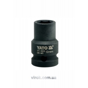 Головка торцева ударна 6-гранна YATO : квадрат 1/2", М= 12 мм, L= 39 мм [60/240]