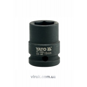 Головка торцева ударна 6-гранна YATO : квадрат 1/2", М= 18 мм, L= 39 мм [40/160]