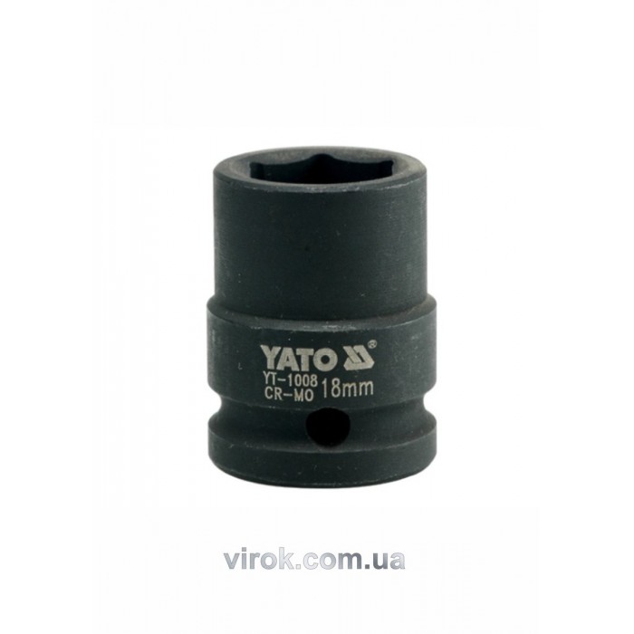 Головка торцева ударна 6-гранна YATO : квадрат 1/2", М= 18 мм, L= 39 мм [40/160]