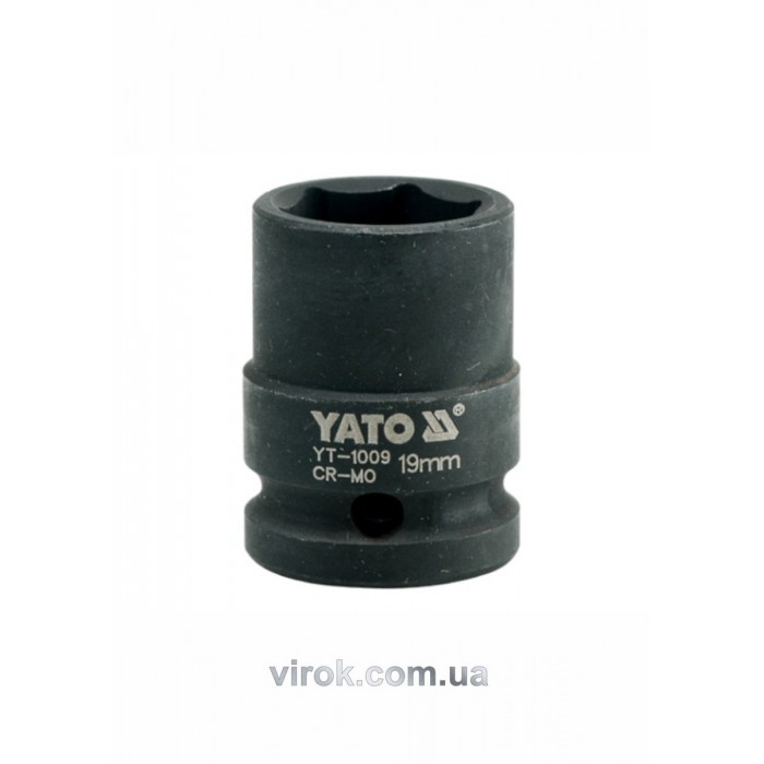 Головка торцева ударна 6-гранна YATO : квадрат 1/2", М= 19 мм, L= 39 мм [40/160]