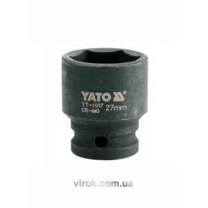 Головка торцева ударна 6-гранна YATO : квадрат 1/2", М= 27 мм, L= 43 мм [24/96]