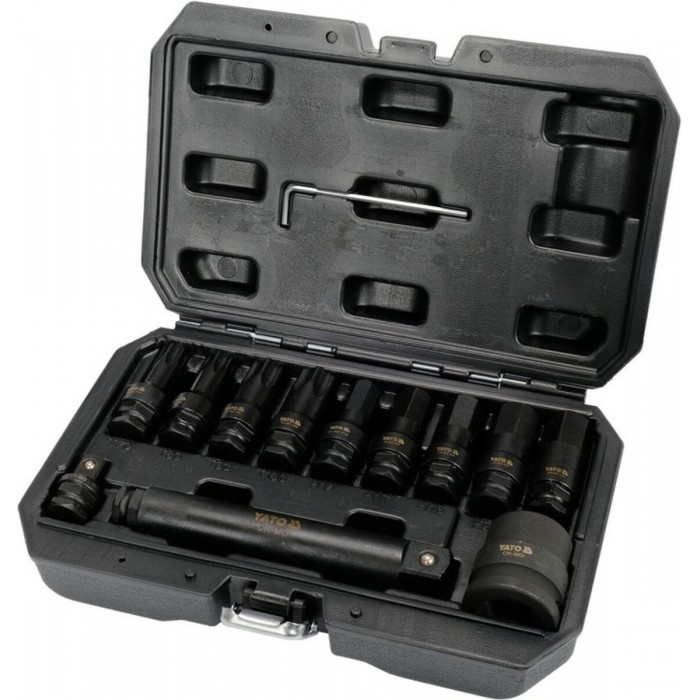 Набір насадок викруткових ударних YATO : TORX/HEX до квадратів 1/2", 3/4", 12 елем.. [5]