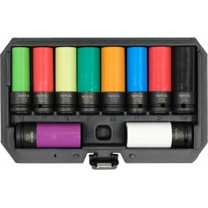 Головки торцеві ударні YATO: квадрат- 1/2", М15-24 мм, l= 87 мм, Cr-Mo. для литих дисків. 10 Од. [5]