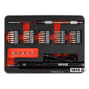 Викрутка акумул. з набором біт YATO : Li-Ion 3.6В 450 мАгод, LED-підсвітка, HEX-1/4", CrV, 39шт+кейс