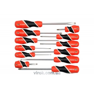 Набір викруток плоских хрестових YATO : SL, PH, SQ. 12 шт. [6/12]