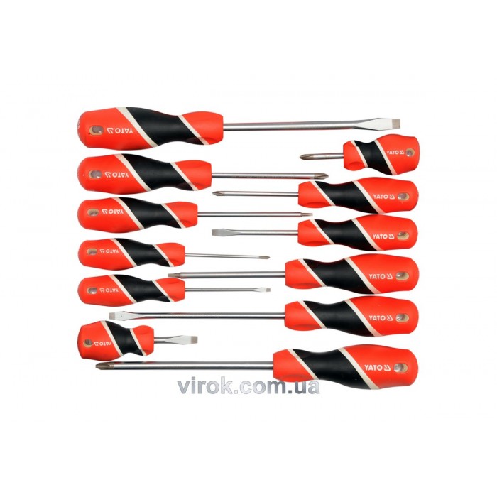 Набір викруток плоских хрестових YATO : SL, PH, SQ. 12 шт. [6/12]