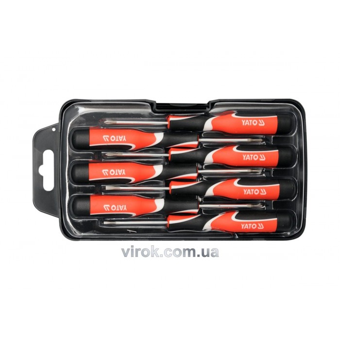 Набір викруток прецизійних YATO : SL2-3 мм, PH(2), "TORX"(3), L= 50 мм. 7 шт. [6/36]