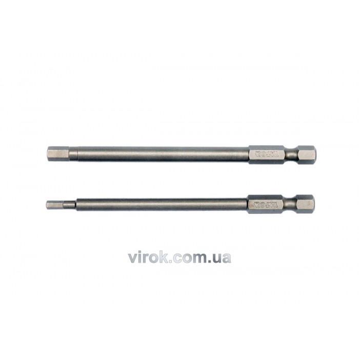 Набір насадок викруткових YATO : "HEX TAMPER" 3мм,5мм, квадрат 1/4", L= 100 мм. 2шт.[25/100]