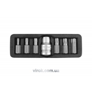 Набір насадок викруткових YATO : "TORX-T", L= 30 мм. адаптер 1/2". 7 шт. [24/72]