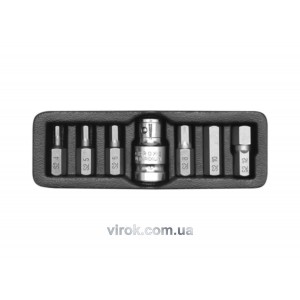 Набір насадок викруткових YATO : "HEX", L= 30 мм. адаптер 1/2". 7 шт. [24/72]