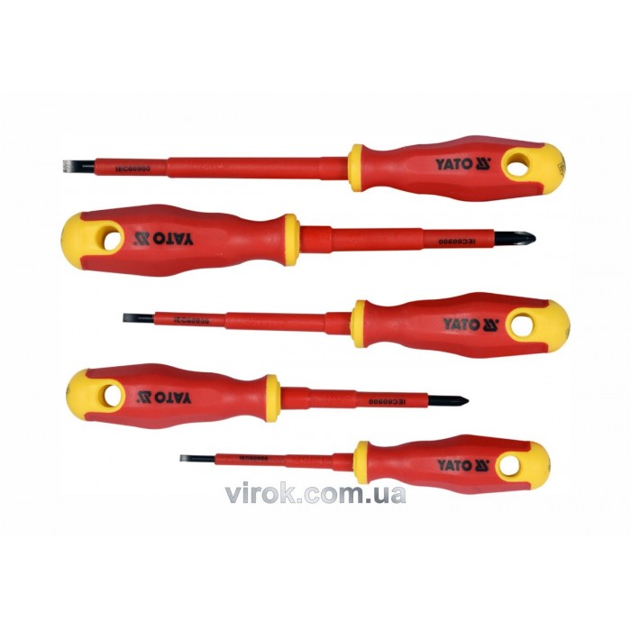 Набір викруток діелектричних ізольованих YATO до 1000 V. 5 шт. [10/40]