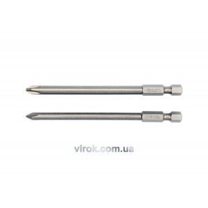 Набір насадок викруткових YATO : "Philips" PH1,PH2, L= 100 мм, квадрат 1/4". 2 шт. [25/100]