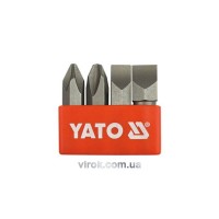 Викруткові вставки ударні YATO: хрест. і плаский шліци: PH2/3 і S8/10х36мм, HEX Ø= 5/16" 4шт[10/100]