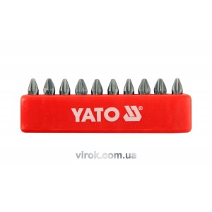 Набір насадок викруткових YATO : "Philips" PН2 x 25 мм. HEX 1/4" 10 шт. [25/200]