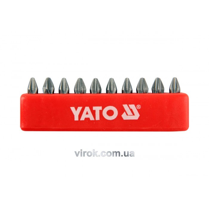 Набір насадок викруткових YATO : "Philips" PН2 x 25 мм. HEX 1/4" 10 шт. [25/200]