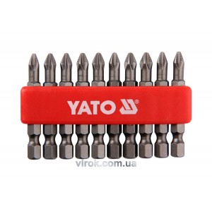 Насадка викруткова YATO : "Philips" PН2 x 50 мм. HEX 1/4". 10 (Уп/Шт.) [25/200]