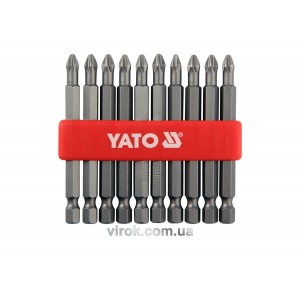 Насадки викруткові YATO : "Philips" PН2 x 75 мм. HEX 1/4". 10 шт  [25/200]