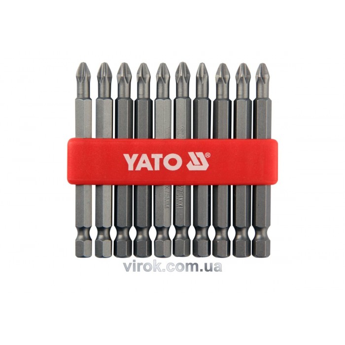 Насадки викруткові YATO : "Philips" PН2 x 75 мм. HEX 1/4". 10 шт  [25/200]