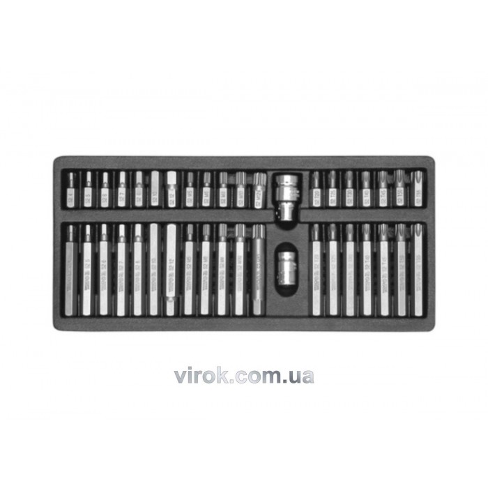 Набір насадок викруткових YATO : адаптери 1/2",3/8", HEX SPLINE TORX CrV [мет. Кейс] 40 шт. [10]