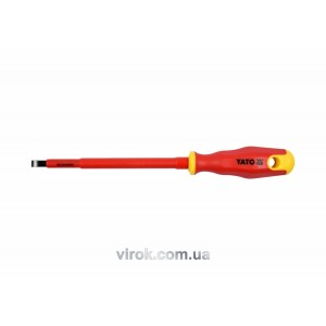 Викрутка плоска діелектрична ізольована YATO : шліц SL6,5 x 150 мм. VDE до 1000V [12/120]