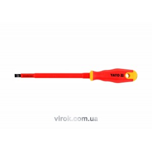 Викрутка плоска діелектрична ізольована YATO : шліц SL8 x 175 мм. VDE до 1000V [12/120]