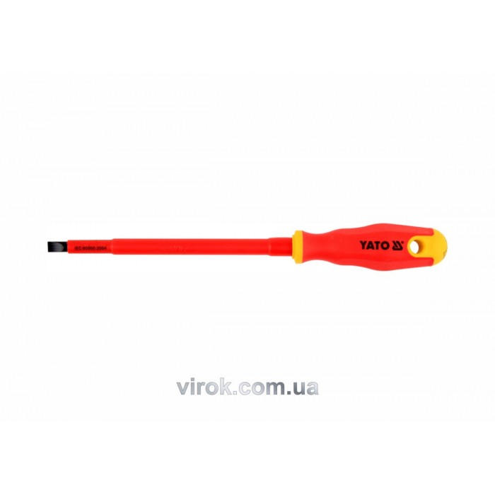 Викрутка плоска діелектрична ізольована YATO : шліц SL8 x 175 мм. VDE до 1000V [12/120]