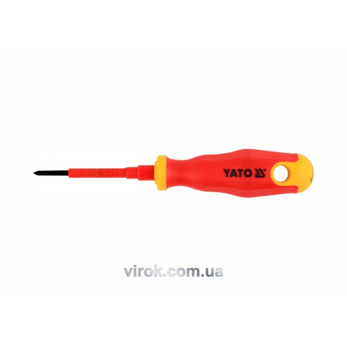 Викрутка хрестова діелектрична ізольована YATO : PH0 x 60 мм. VDE до 1000V [12/120]