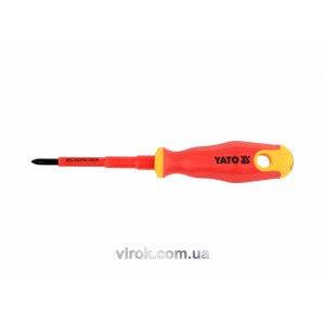 Викрутка хрестова діелектрична ізольована YATO : PH1 x 80 мм. VDE до 1000V [12/120]