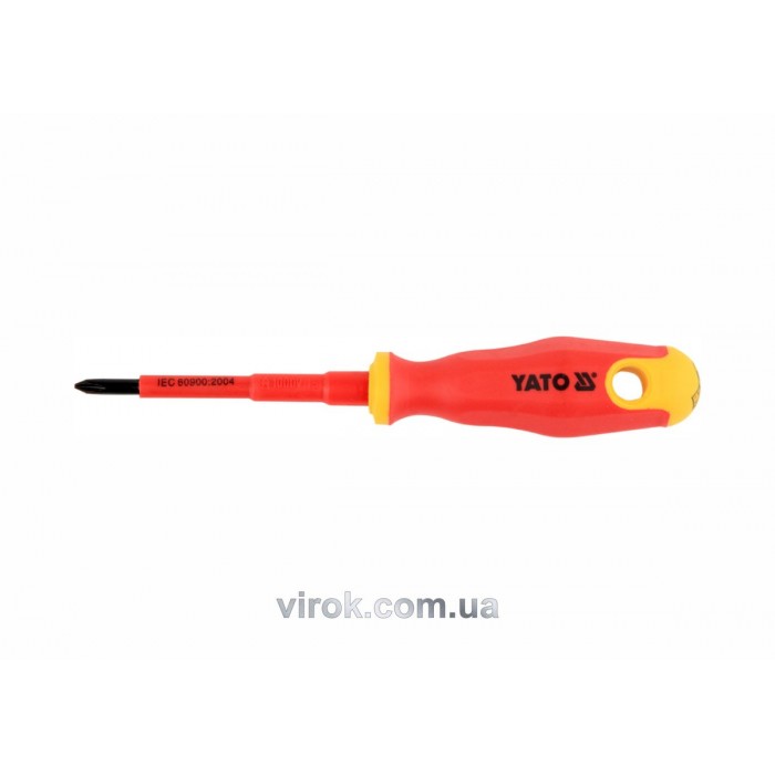 Викрутка хрестова діелектрична ізольована YATO : PH1 x 80 мм. VDE до 1000V [12/120]