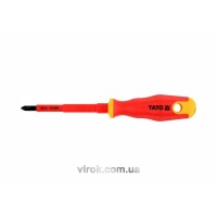 Викрутка хрестова діелектрична ізольована YATO : PH2 x 100 мм. VDE до 1000V [12/120]