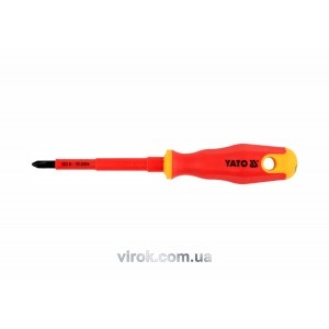 Викрутка хрестова діелектрична ізольована YATO : PH2 x 100 мм. VDE до 1000V [12/120]
