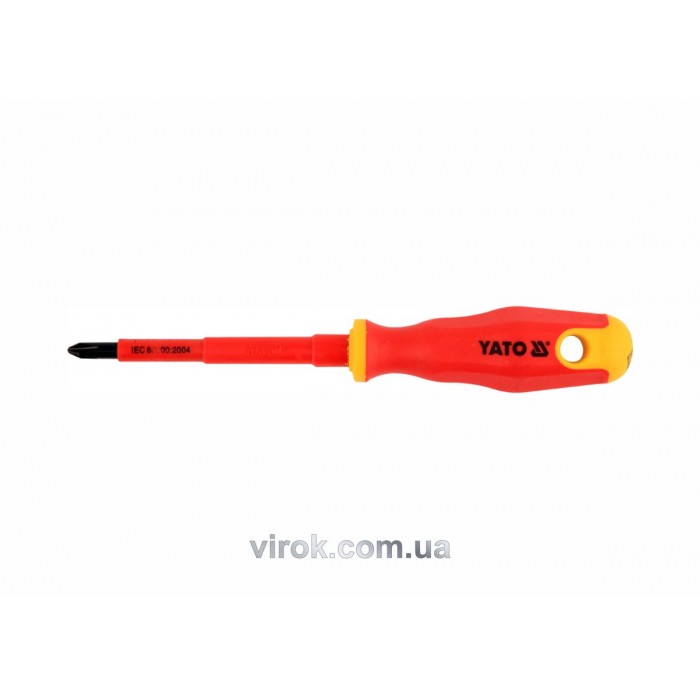 Викрутка хрестова діелектрична ізольована YATO : PH2 x 100 мм. VDE до 1000V [12/120]