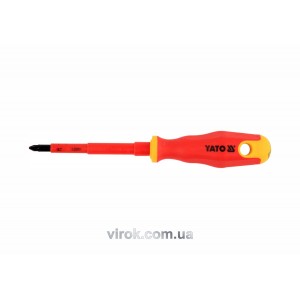 Викрутка хрестова діелектрична ізольована YATO : PZ2 x 100 мм. VDE до 1000V [12/120]