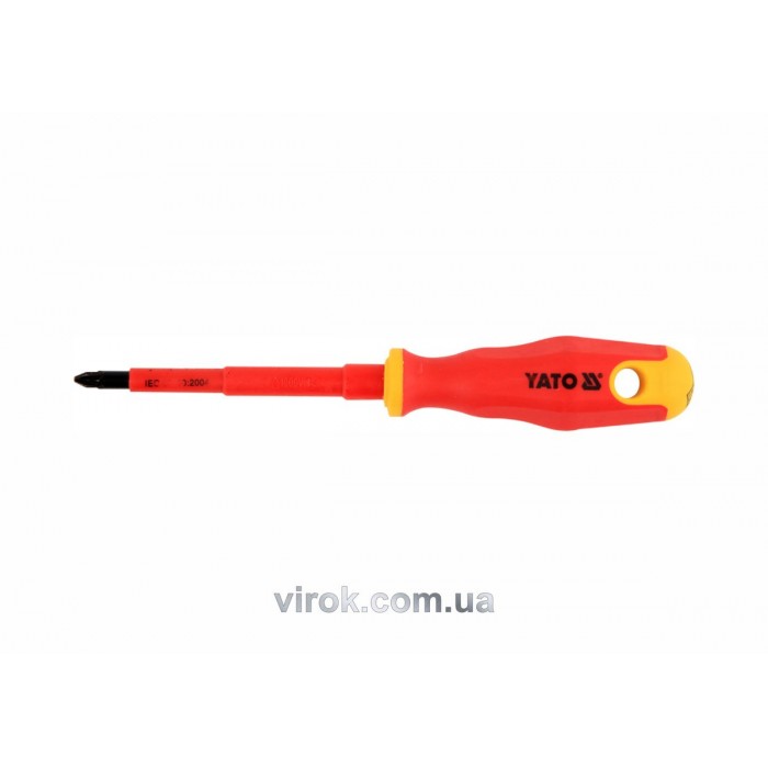 Викрутка хрестова діелектрична ізольована YATO : PZ2 x 100 мм. VDE до 1000V [12/120]