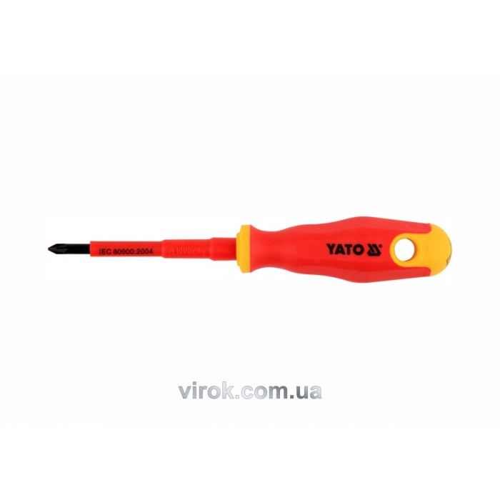 Викрутка хрестова діелектрична ізольована YATO : PZ1 х 80 мм. VDE до 1000V [12/120]