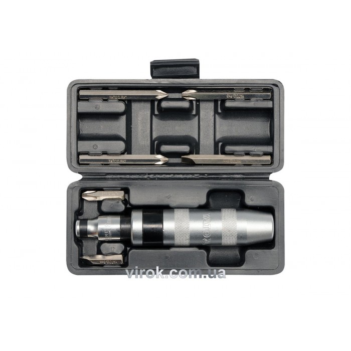 Викрутка реверсивна ударна YATO : квадрат 1/2", 7 насадок. 5/16" СrV [20]