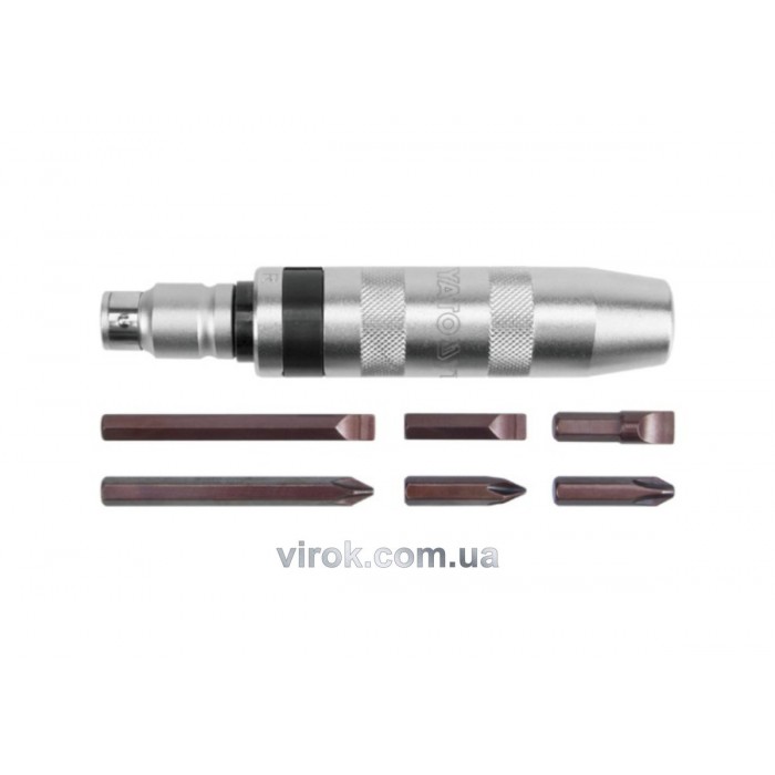 Викрутка реверсивна ударна YATO : Цільнометалева, 6 насадок, квадрат1/2". Набір 7 од" [5/20]