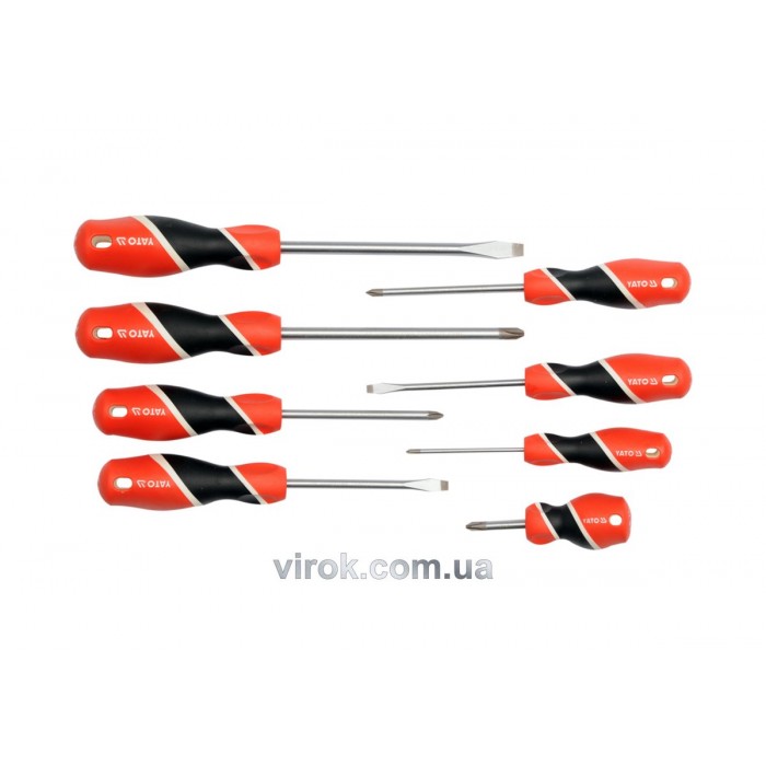 Набір викруток YATO : плоский шліц, "Philips" PH. Набір 8 шт. [6/12]