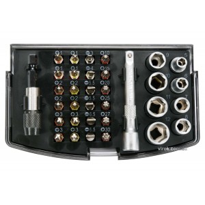 Набір насадок викруткових 1/4" і торц. головок з квадр.- 1/4" YATO з тримачем і подовж, 34 шт. [20]