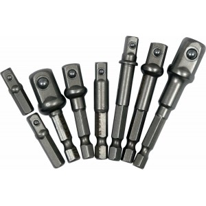 Тримачі-адаптер торц. головок YATO з 6-гран. шпинделем, до квадр. 1/4,3/8,1/2", l= 25-72мм, 8шт [20]