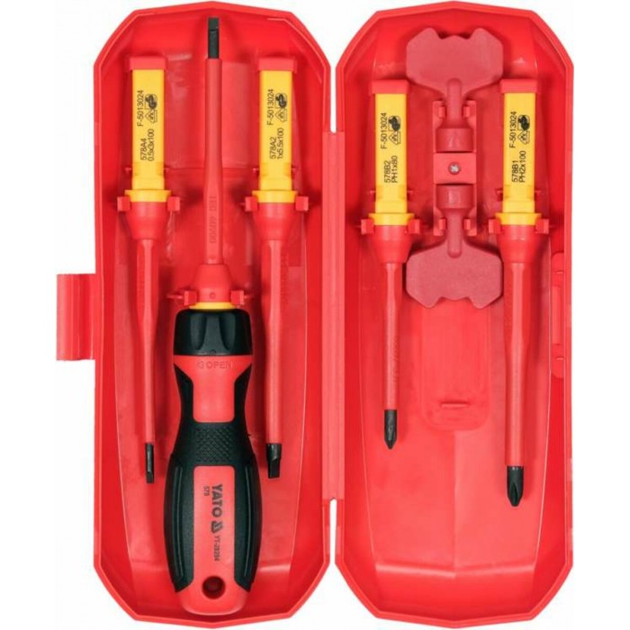 Набір викруток діелектричних ізольованих YATO: до 1000 V, 4 шт. в футлярі [6/24]