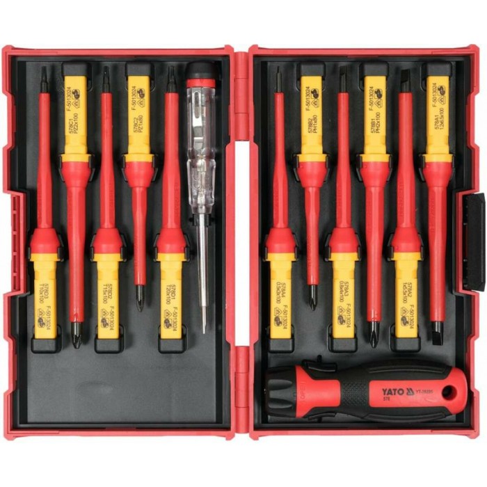 Набір викруток діелектричних ізольованих YATO: до 1000 V, 13 шт. в футлярі [6/12]